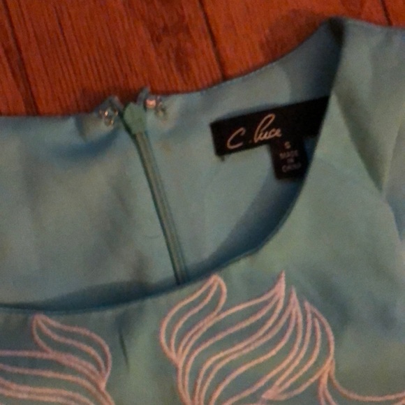 Mint embroidered sheath dress SOLD - Picture 3 of 5